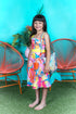 Girls Tropical Fish Print Pin-Up Style Cotton Dress with Pockets, Sizes 2-14