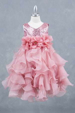 Girls Elegant Sequin & Ruffle Gown, Sizes 2-14