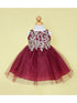 Baby Girls Burgundy Gold Lace Embroidered Tulle Flower Girl Dress 6-24M SophiasStyle.com
