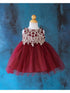 Baby Girls Burgundy Gold Lace Embroidered Tulle Flower Girl Dress 6-24M SophiasStyle.com