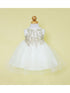 Baby Girls Ivory Gold Lace Embroidered Tulle Flower Girl Dress 6-24M SophiasStyle.com
