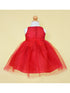 Baby Girls Red Gold Lace Embroidered Tulle Flower Girl Dress 6-24M back SophiasStyle.com