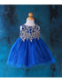 Baby Girls Royal Blue Gold Lace Embroidered Tulle Flower Girl Dress 6-24M SophiasStyle.com