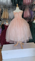 Little Girls Blush Illusion Neckline Floral Applique Glitter Tulle Dress 2-6 - SophiasStyle.com