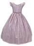 Big Girls Light Pink Metallic Flutter Sleeve Junior Bridesmaid Dress 8-16 - SophiasStyle.com