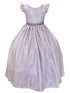 Little Girls Lilac Metallic Flutter Sleeve Flower Girl Dress 2-6 - SophiasStyle.com