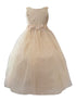Calla Girls Champagne A-Line Flowered Waist Tulle Flower Girl Dress 2-16 SophiasStyle.com