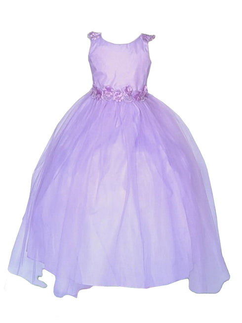 Calla Girls Lilac A-Line Flowered Waist Tulle Flower Girl Dress 2-16 - SophiasStyle.com