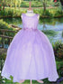 Calla Girls Lilac A-Line Flowered Waist Tulle Flower Girl Dress 2-16 SophiasStyle.com