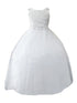 Calla Girls Off-White A-Line Flowered Waist Tulle Flower Girl Dress 2-16 SophiasStyle.com