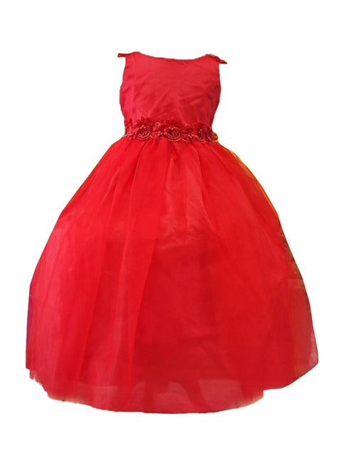 Calla Girls Red A-Line Flowered Waist Tulle Flower Girl Dress 2-16 SophiasStyle.com