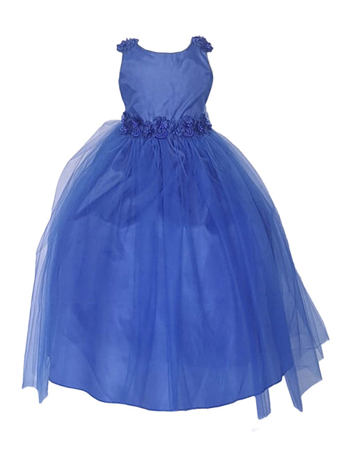 Calla Girls Royal Blue A-Line Flowered Waist Tulle Flower Girl Dress 2-16 SophiasStyle.com