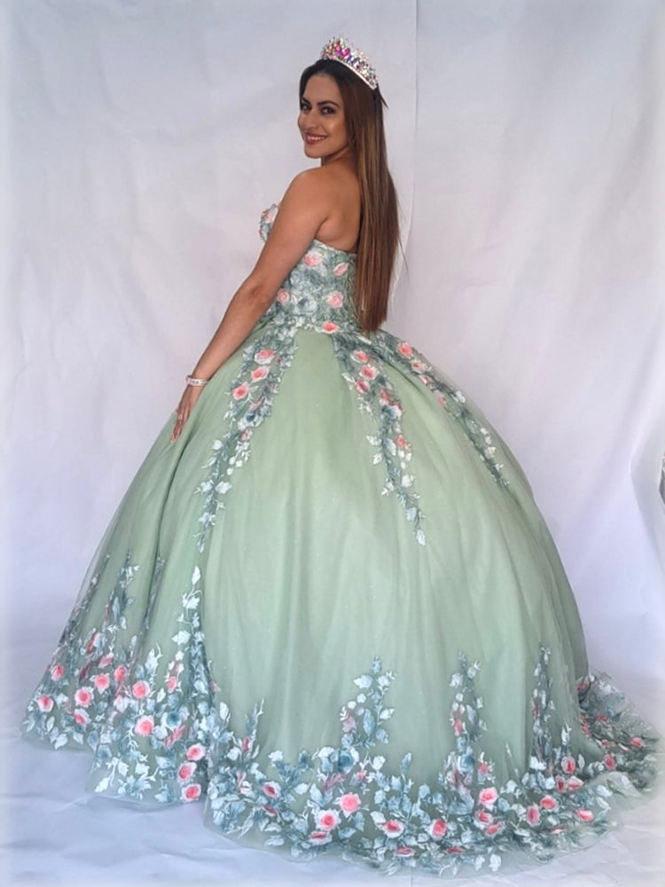 Junior Girls Sage Flower Sleeveless Quinceanera Party Dress XS-3XL SophiasStyle.com Junior Girls Sage Flower Sleeveless Quinceanera Party Dress XS-3XL SophiasStyle.com