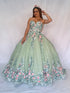 Junior Girls Sage Flower Sleeveless Quinceanera Party Dress XS-3XL front SophiasStyle.com
