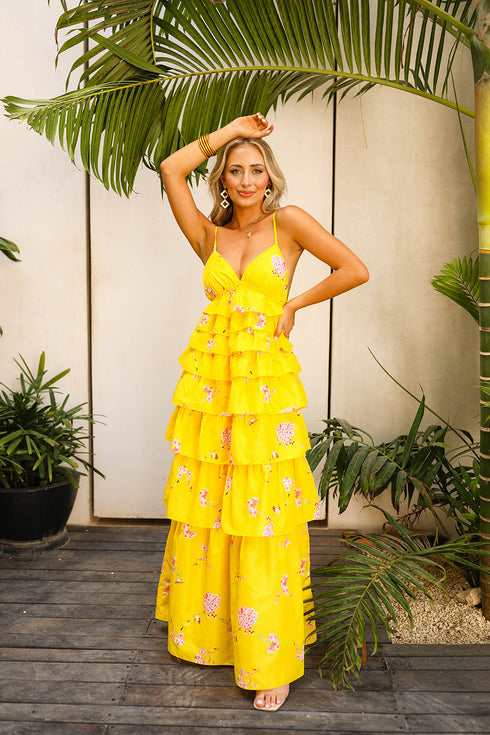 callie-tiered-maxi-dress-songbird Buddy Love - Sophia's Style-Callie Tiered Maxi Dress - Songbird-Yellow-XS-1