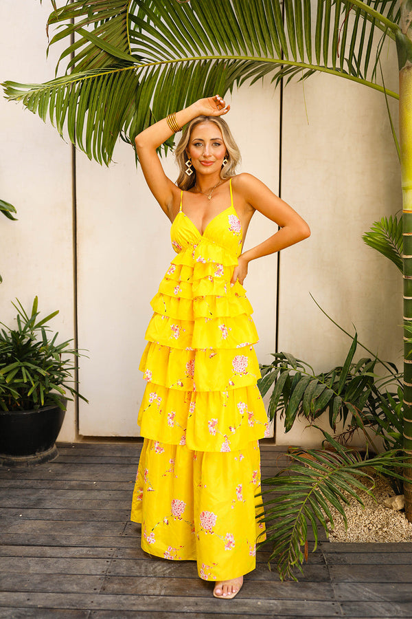 callie-tiered-maxi-dress-songbird Buddy Love - Sophia's Style-Callie Tiered Maxi Dress - Songbird-Yellow-XS-1