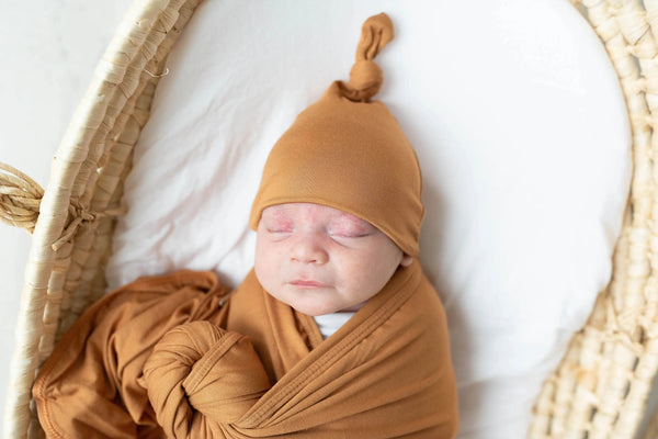 swaddle-blanket-and-hat-set-camel-brown-Sophia's StyleSwaddle Blankets & Hat / Headband Sets-1