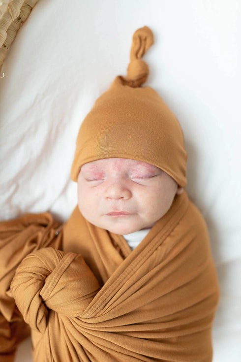 swaddle-blanket-and-hat-set-camel-brown-Sophia's Style-5