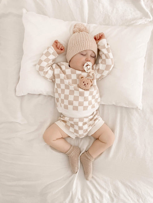 checkered-jacquard-pullover-sweater Luna and Luca Newborn Baby Clothes