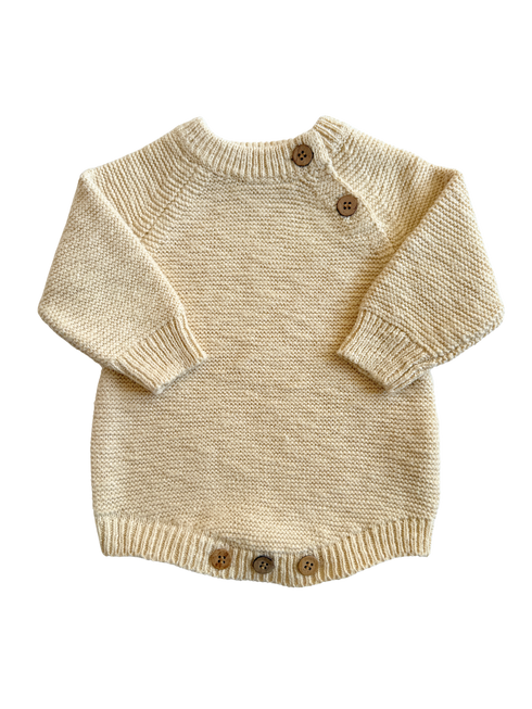 Chunky Purl Knit Romper - French Cream