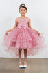 Girls Illusion Princess Top 3D Flower High Low Skirt Flower Girl Dress 2-12