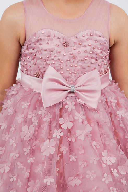 Girls Illusion Princess Top 3D Flower High Low Skirt Flower Girl Dress 2-12