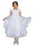Girls White Satin 3D Flower Lace Adorned T-Length Communion Dress 6-16 model 1- SophiasStyle.com