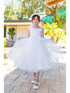 Girls White Bead 3D Flower Lace Crystal Tulle Communion Dress 6-16 model 2- SophiasStyle.com