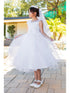 Girls White Bead 3D Flower Lace Crystal Tulle Communion Dress 6-16 model 4- SophiasStyle.com