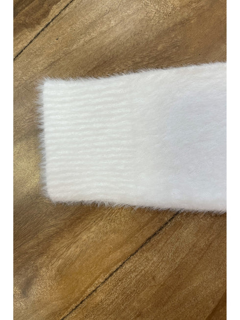 Girls Ivory Rhinestone Button Soft Brush Sweater 2-14 SophiasStyle.com detail 3