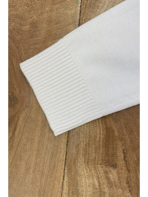 Girls Ivory Glitter Rhinestone Button Soft Brush Sweater 2-14 SophiasStyle.com detail 1