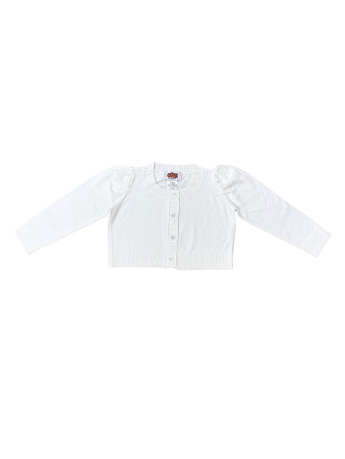 Girls White Glitter Rhinestone Button Soft Brush Sweater 2-14 SophiasStyle.com