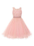 Girls Blush Rhinestone Pearl Beaded Mesh Junior Bridesmaid Dress 4-16
