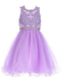 Girls Lilac Rhinestone Pearl Beaded Mesh Junior Bridesmaid Dress 4-16