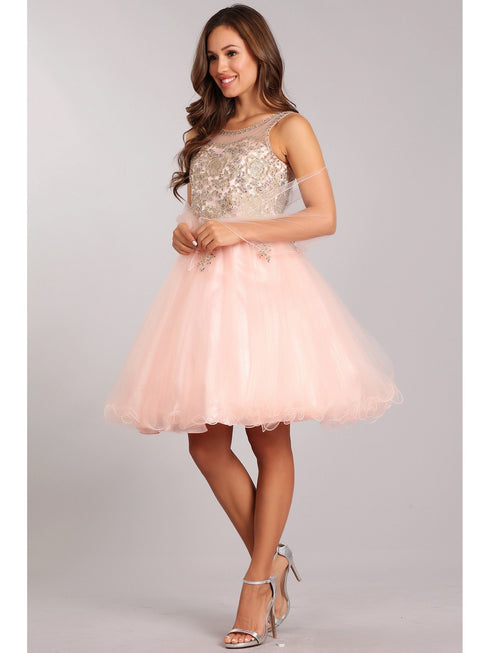 Girls Blush Gold Trim Wire Tulle Flower Girl Junior Bridesmaid Dress 4-20