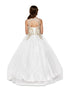 Girls Off-White Gold Rhinestone Cording Illusion Flower Girl Dress 4-16 model back - SophiasStyle.com