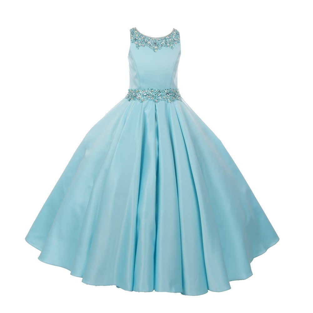 Cinderella Couture Big Girls Aqua (Blue) Shimmery Beaded Pleated Dull Satin Junior Bridesmaid Dress 8-16, Size: 14 Cinderella Couture Big Girls Aqua (Blue) Shimmery Beaded Pleated Dull Satin Junior Bridesmaid Dress 8-16, Size: 14