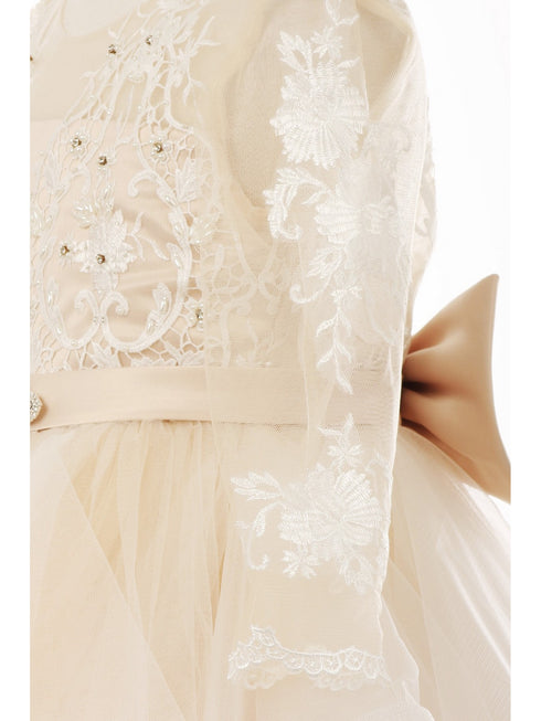 Girls Multi Color Lace Rhinestone Brooch Satin Ribbon Flower Girl Dress 2-16 - SophiasStyle.com