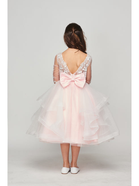 Girls Multi Color Lace Rhinestone Brooch Satin Ribbon Flower Girl Dress 2-16 - SophiasStyle.com