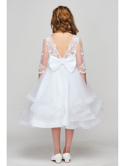 Girls Multi Color Lace Rhinestone Brooch Satin Ribbon Flower Girl Dress 2-16 - SophiasStyle.com