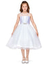Girls Multi Color Illusion Neckline Pleated Satin Tulle Flower Girl Dress 2-16 - SophiasStyle.com
