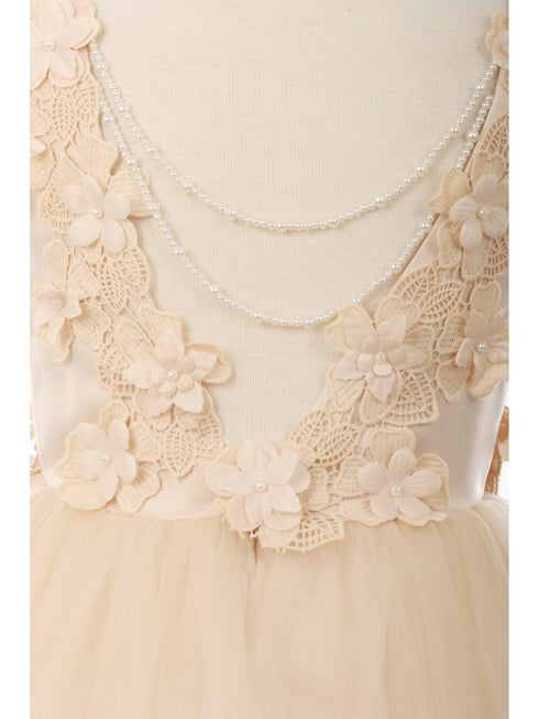 Girls Multi Color Lace 3D Flowers Pearl Trim Tulle Special Occasion Dress 2-16 - SophiasStyle.com