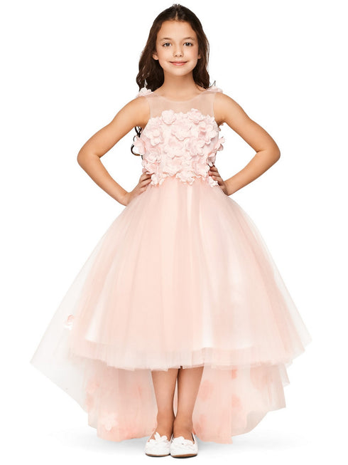 Girls Multi Color Lace 3D Flowers Pearl Trim Tulle Special Occasion Dress 2-16 - SophiasStyle.com