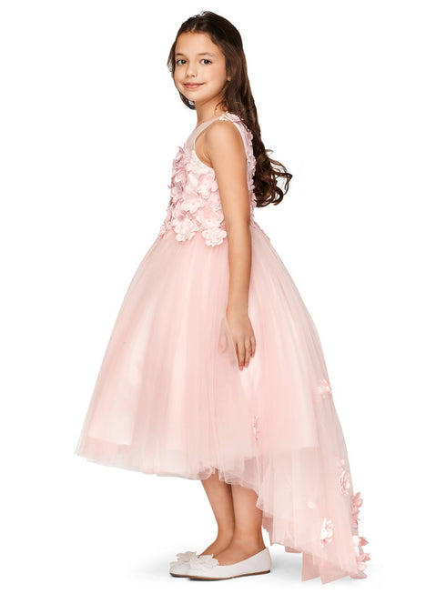Girls Multi Color Lace 3D Flowers Pearl Trim Tulle Special Occasion Dress 2-16 - SophiasStyle.com
