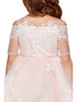 Girls Multi Color Off-Shoulder Rhinestone Pearled Lace Flower Girl Dress 2-16 - SophiasStyle.com