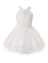 Girls Halter Neck Rhinestone Party Tulle Flower Girl Junior Bridesmaid Dress, Sizes 2-16 - SophiasStyle.com