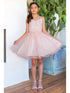 Girls Blush Illusion Sparkly Tulle Special Occasion Dress 4-16 - SophiasStyle.com model 1