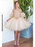 Girls Champagne Gold Lace Glitter Tulle Flower Girl Party Dress 2-16 - SophiasStyle.com model 2