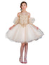 Girls Champagne Gold Lace Glitter Tulle Flower Girl Party Dress 2-16 - SophiasStyle.com model 1