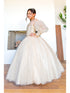 Girls Champagne Mini Quinceaneara Glitter Tulle Ball Gown Dress 2-16 side - SophiasStyle